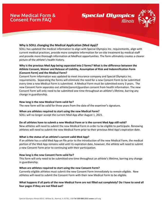 New Medical Form  Consent Form FAQ screenshot