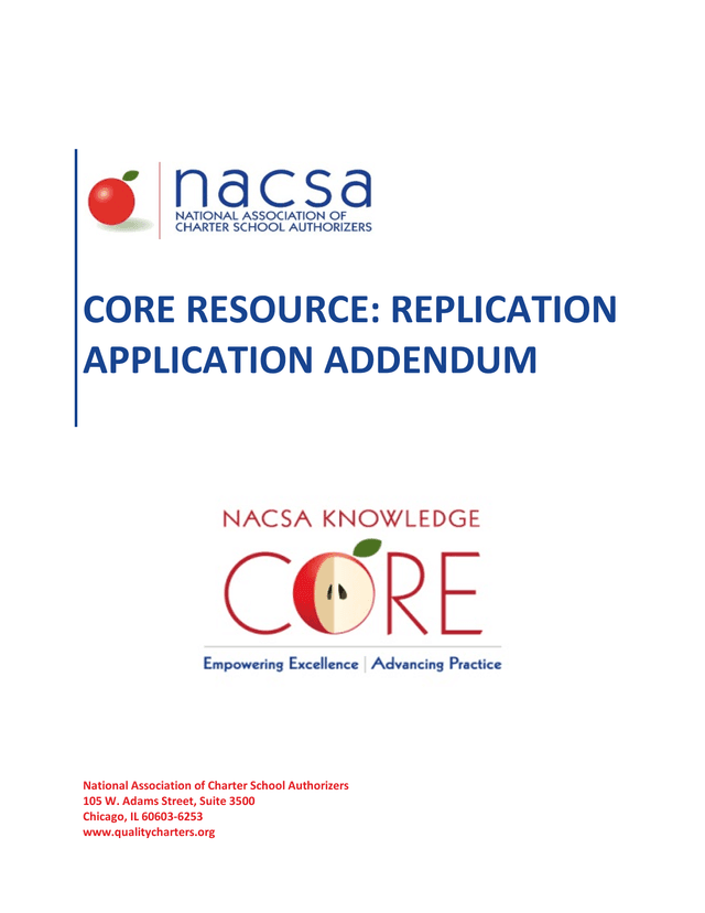 CORE RESOURCE REPLICATION APPLICATION ADDENDUM screenshot