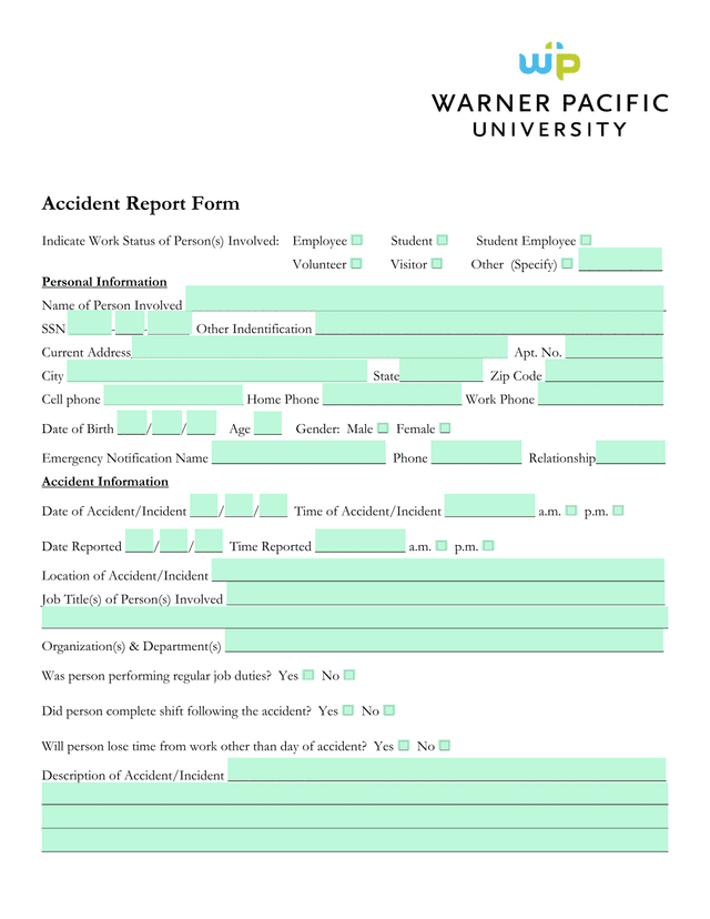 Accident Report Form screenshot