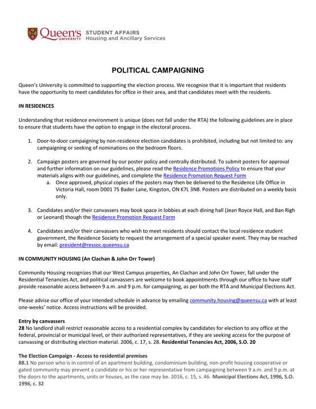 Political Campaigning Guidelines screenshot