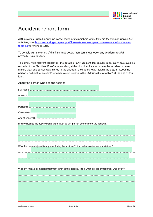 Accident Report Form screenshot