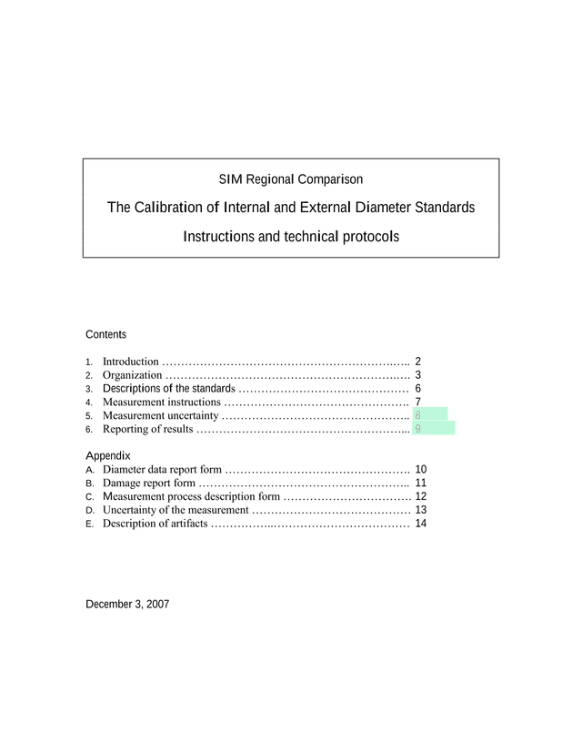 SIM Regional Comparison The Calibration Of Internal And External Diameter Standards screenshot