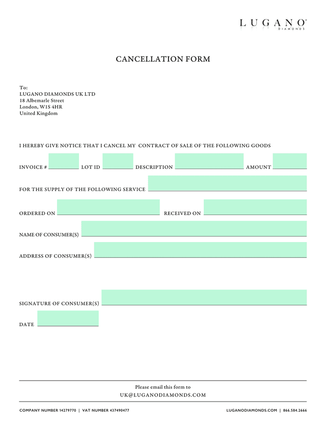 Cancellation Form screenshot