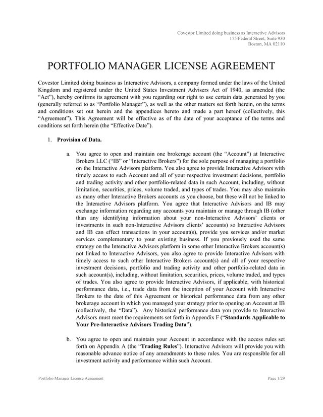 PORTFOLIO MANAGER LICENSE AGREEMENT screenshot