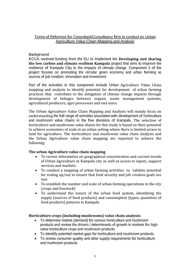 Terms Of Reference For ConsultantConsultancy Firm To Conduct An Urban Agriculture Value Chain Mappin screenshot