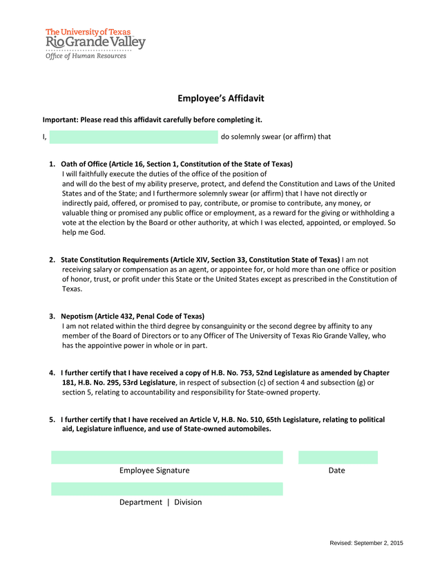 EmployeeS Affidavit screenshot