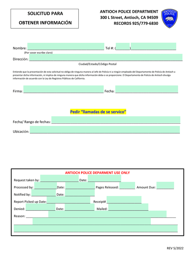 Solicitud Para Obtener Informacin   Antioch Police Department screenshot