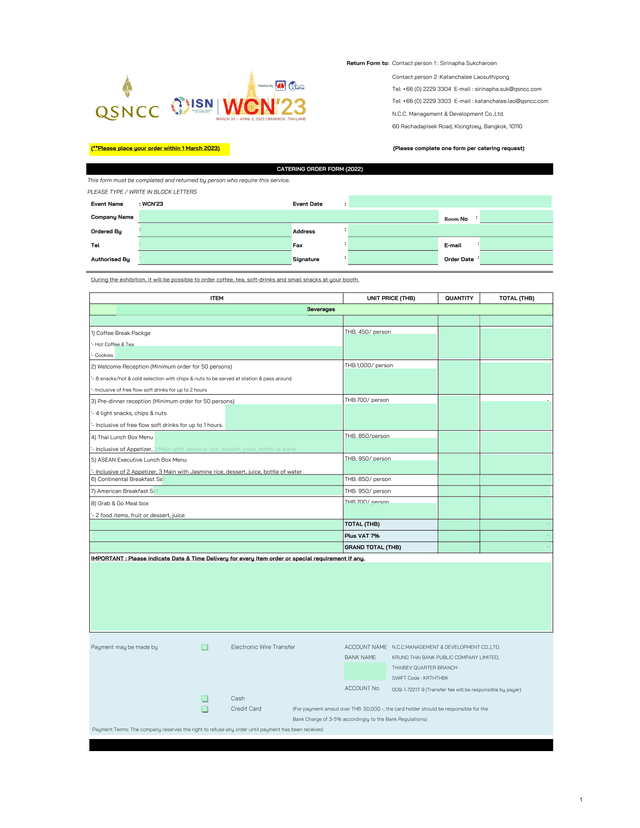 CATERING ORDER FORM (2022) screenshot