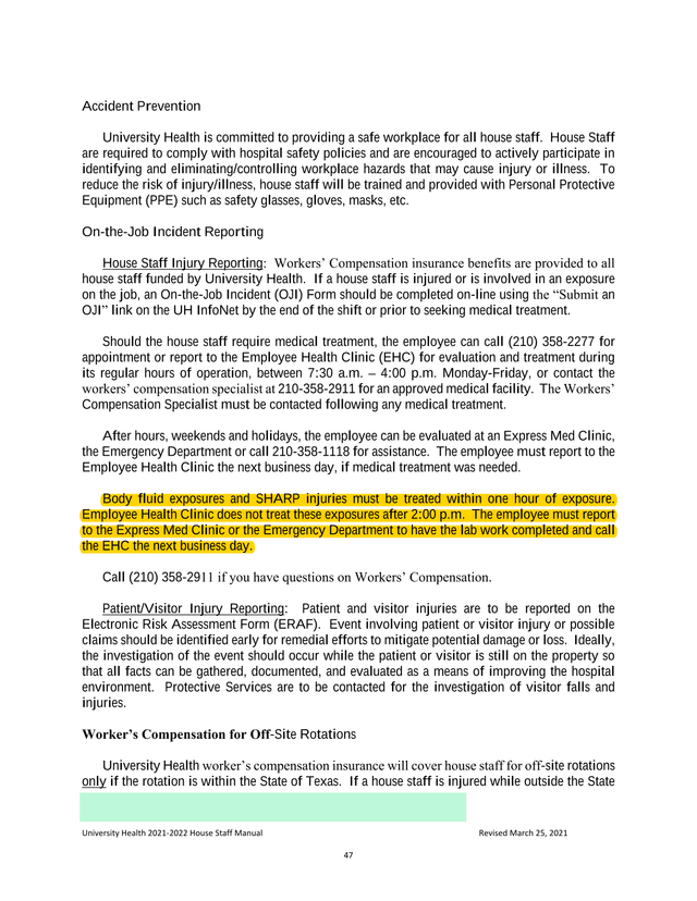 University Health 2021 2022 House Staff Manual screenshot