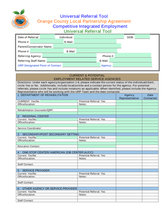 Universal Referral Tool screenshot