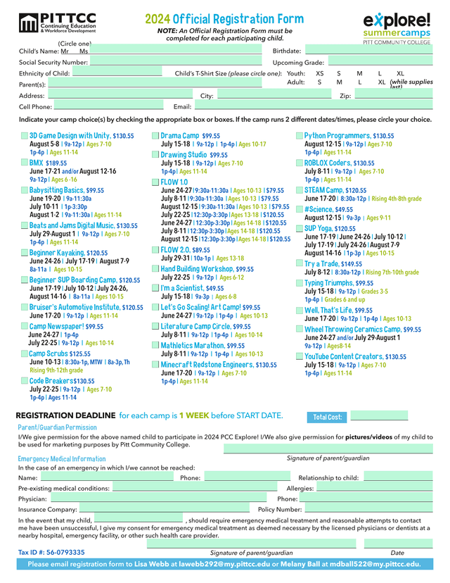 2024 Official Registration Form screenshot