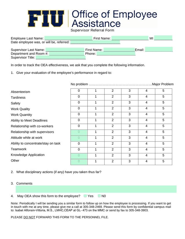 Supervisor Referral Form screenshot