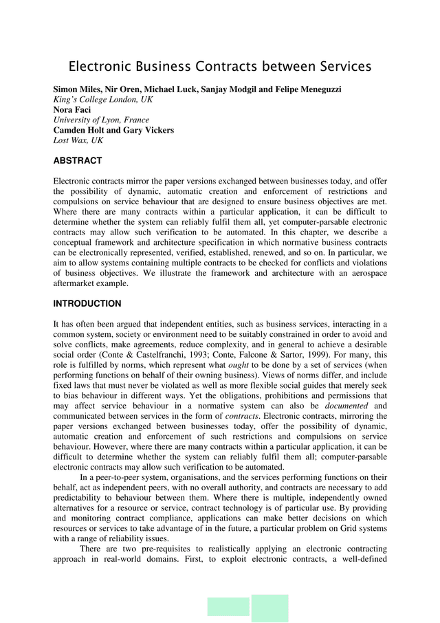 Electronic Business Contracts Between Services screenshot