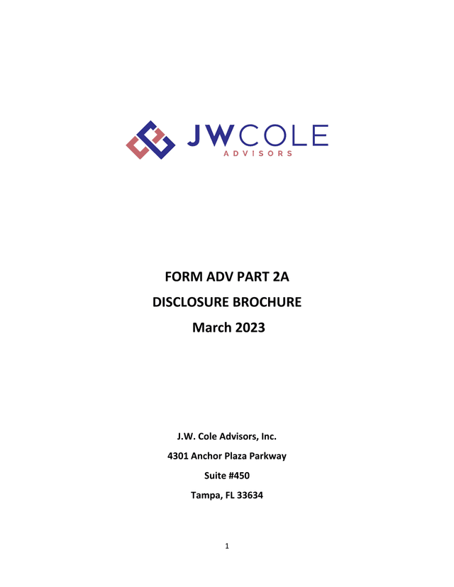 Form ADV Part 2A Disclosure Brochure screenshot