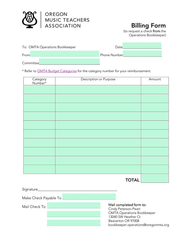 Billing Form screenshot