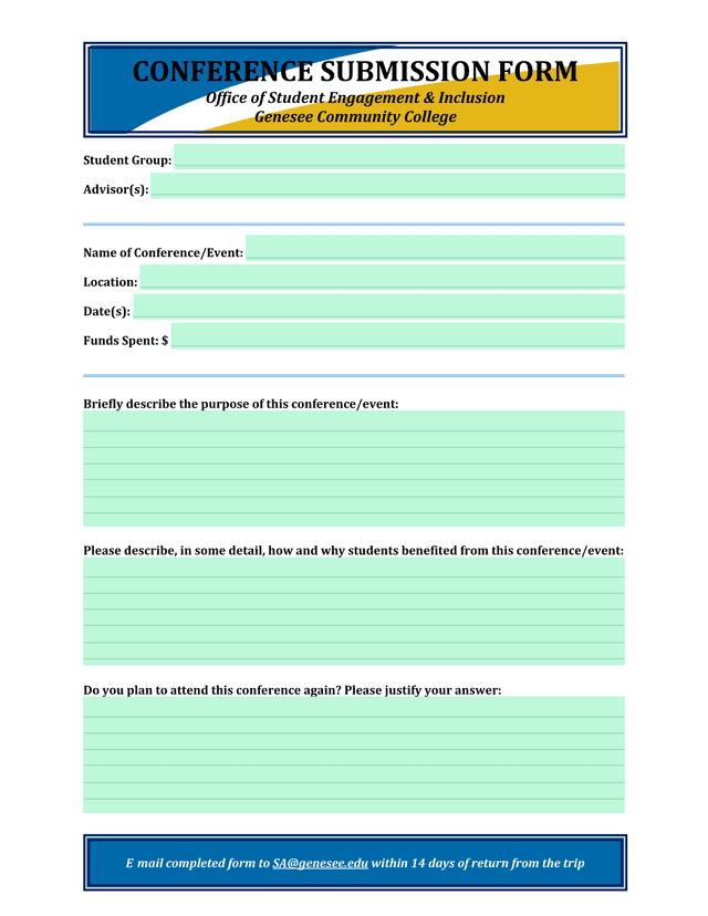Conference Submission Form screenshot