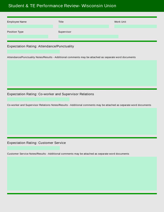 Student  TE Performance Review  Wisconsin Union screenshot
