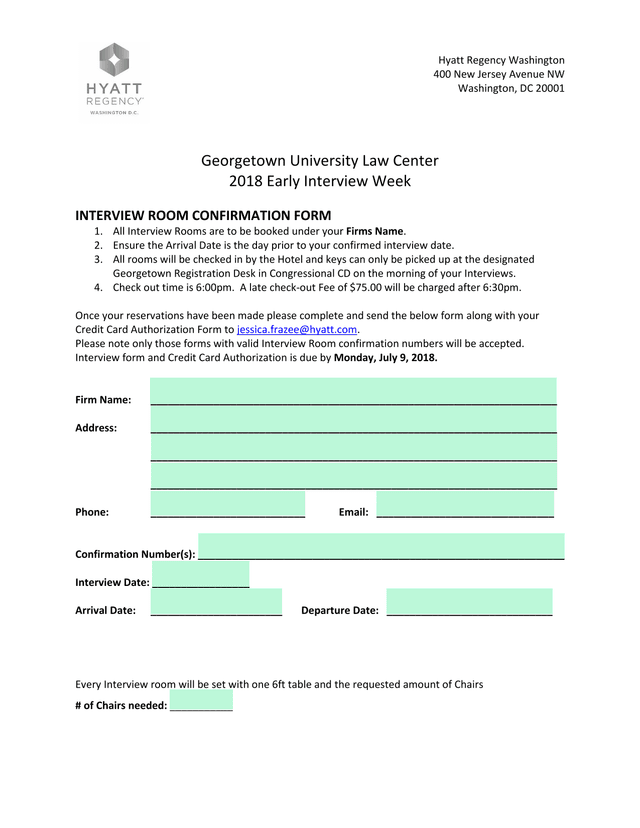 Interview Room Confirmation Form screenshot