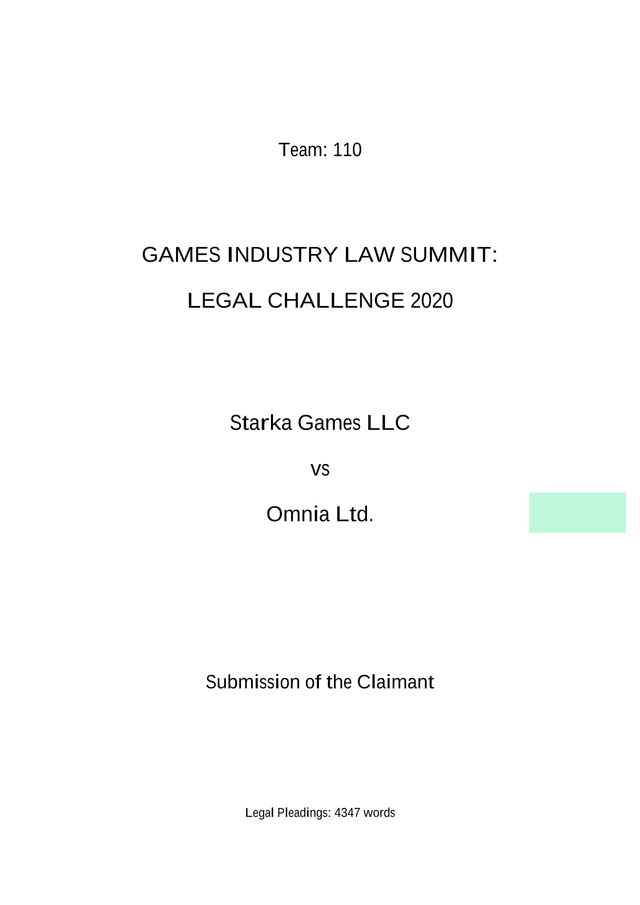 Games Industry Law Summit Legal Challenge 2020 screenshot