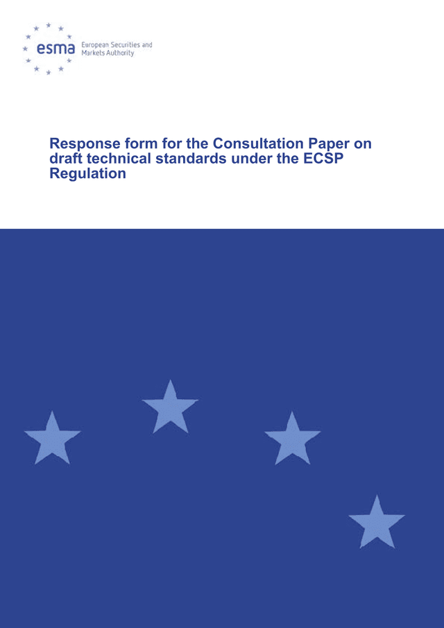 Response Form For The Consultation Paper On Draft Technical Standards Under The ECSP Regulation screenshot