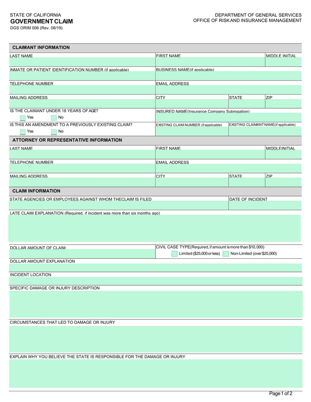 Government Claim screenshot