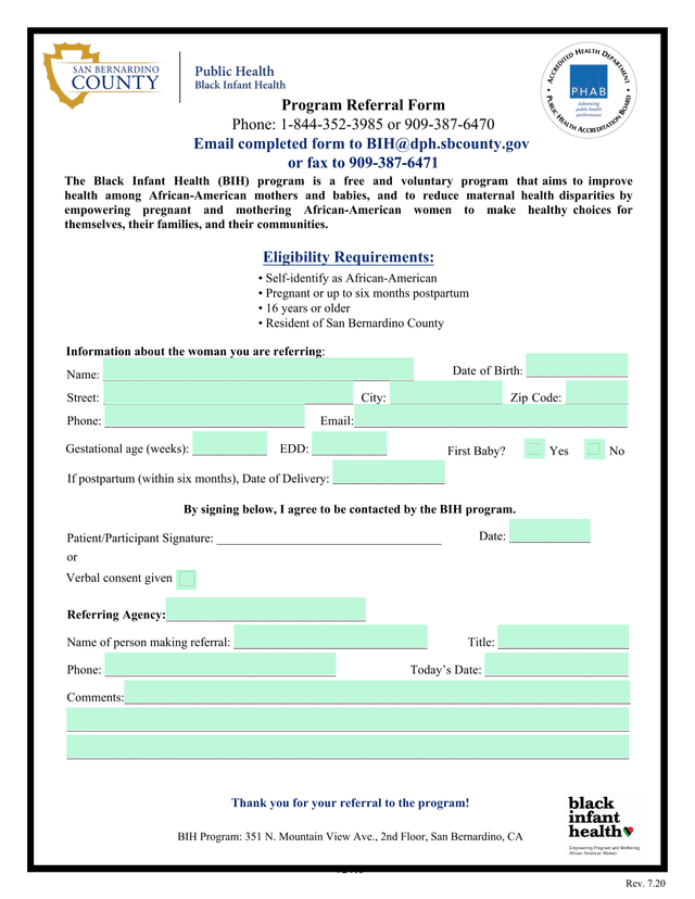 Program Referral Form screenshot