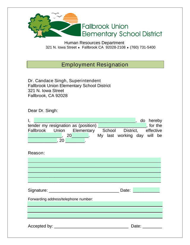 Employment Resignation screenshot