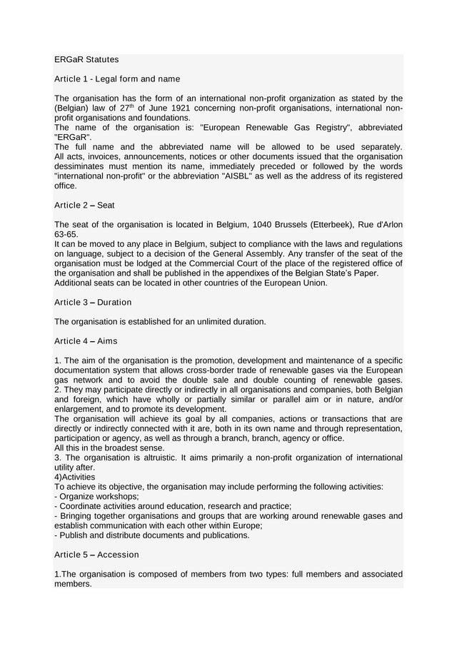 ERGaR Statutes screenshot