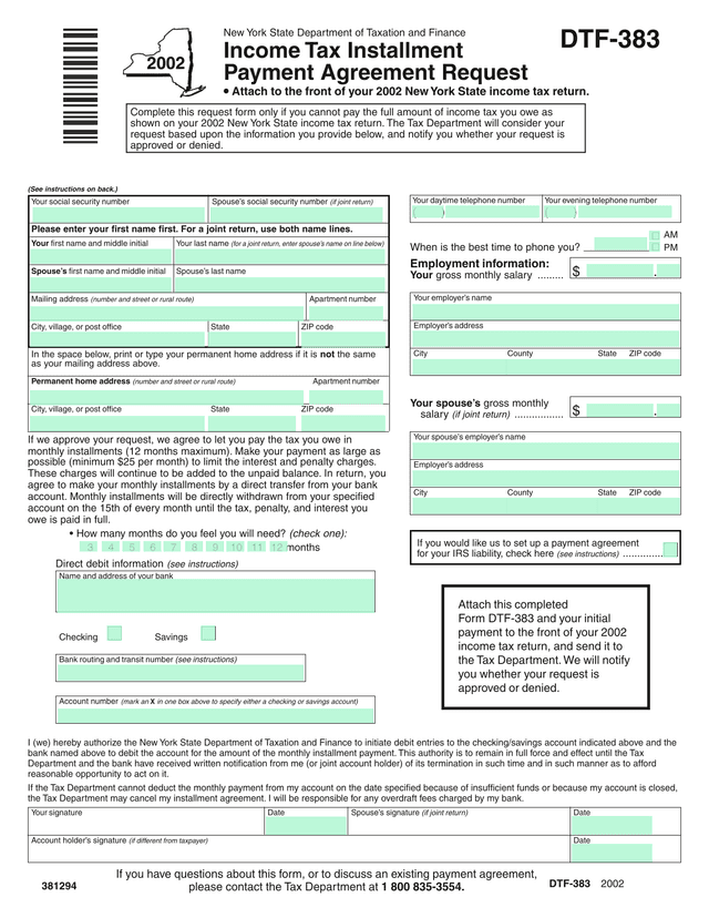 Income Tax Installment Payment Agreement Request screenshot