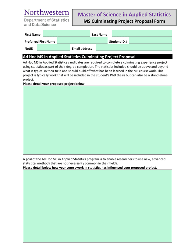 MS Culminating Project Proposal Form screenshot