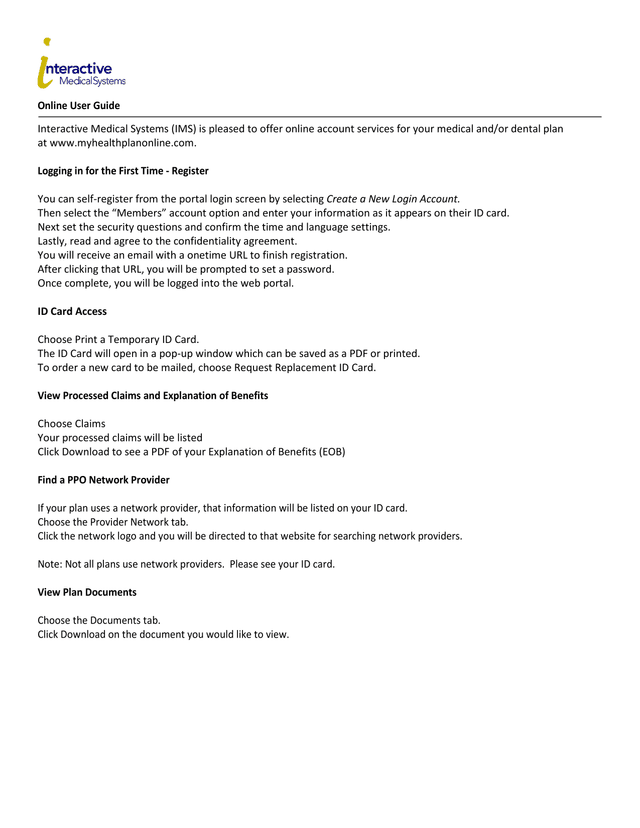 Online User Guide screenshot
