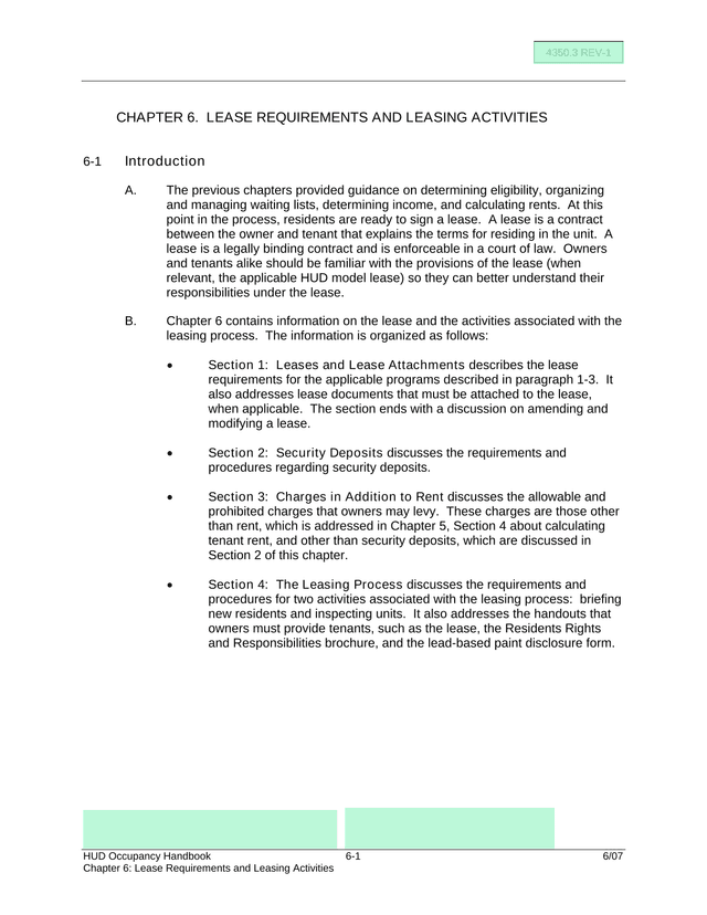 HUD Occupancy Handbook Chapter 6 Lease Requirements And Leasing Activities screenshot