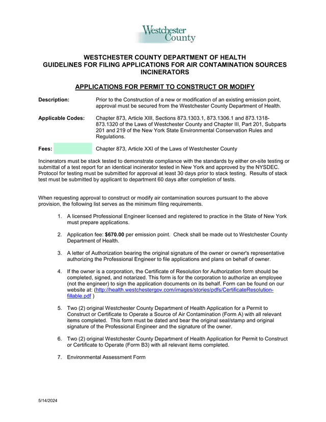 Guidelines For Filing Applications For Air Contamination Sources   Incinerators screenshot
