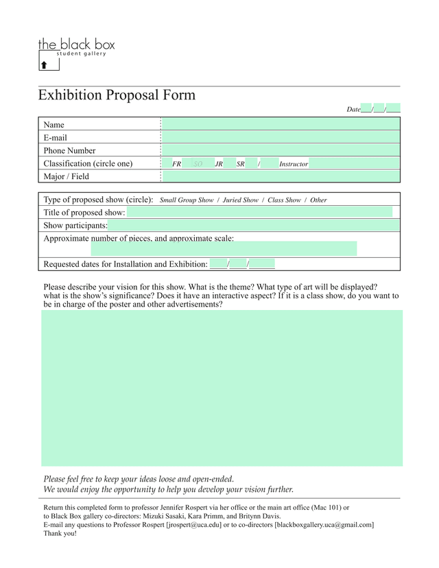 Exhibition Proposal Form screenshot