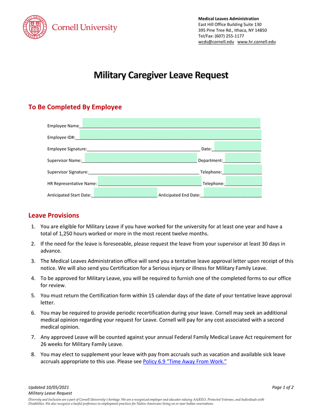 Military Leave Request screenshot