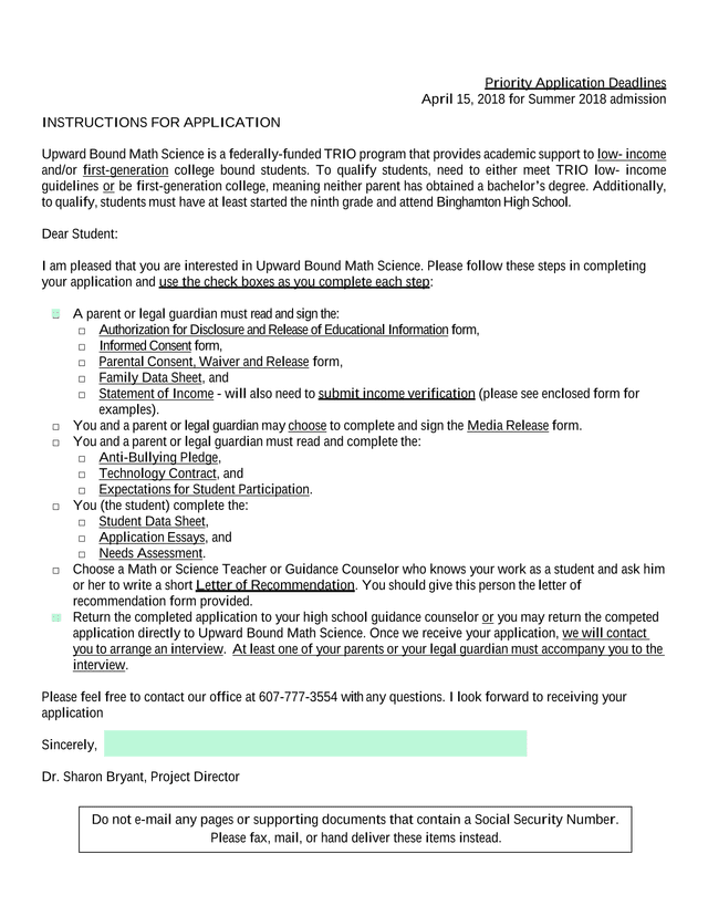 Upward Bound Math Science Application screenshot