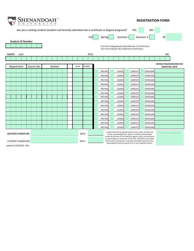 Registration Form screenshot