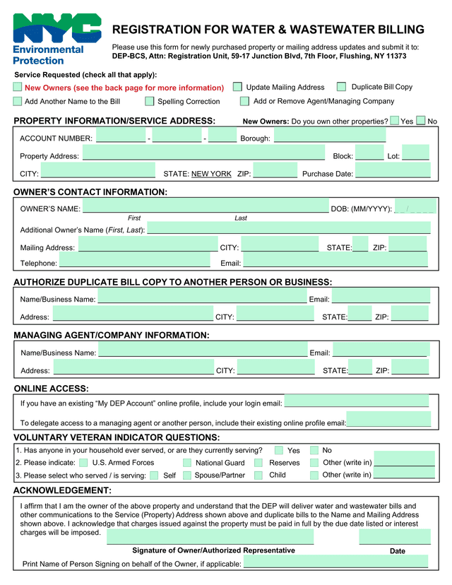 REGISTRATION FOR WATER  WASTEWATER BILLING screenshot