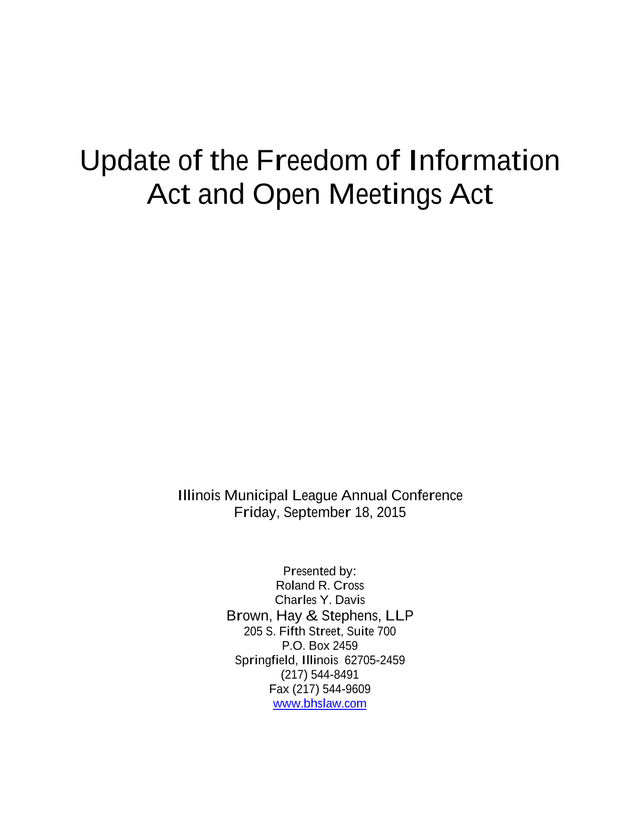 Update Of The Freedom Of Information Act And Open Meetings Act screenshot