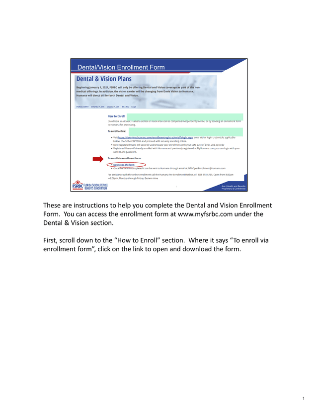 DentalVision Enrollment Form screenshot