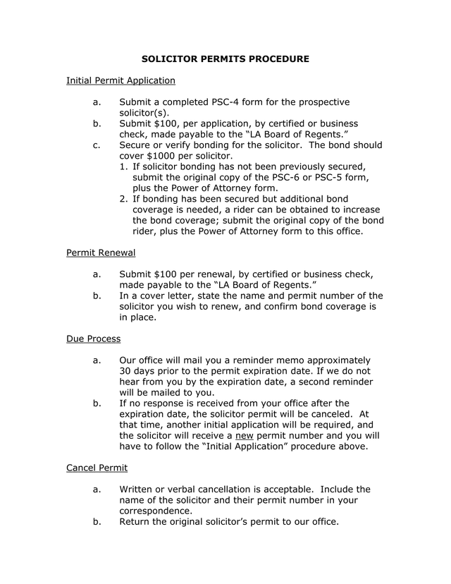 Solicitor Permits Procedure screenshot
