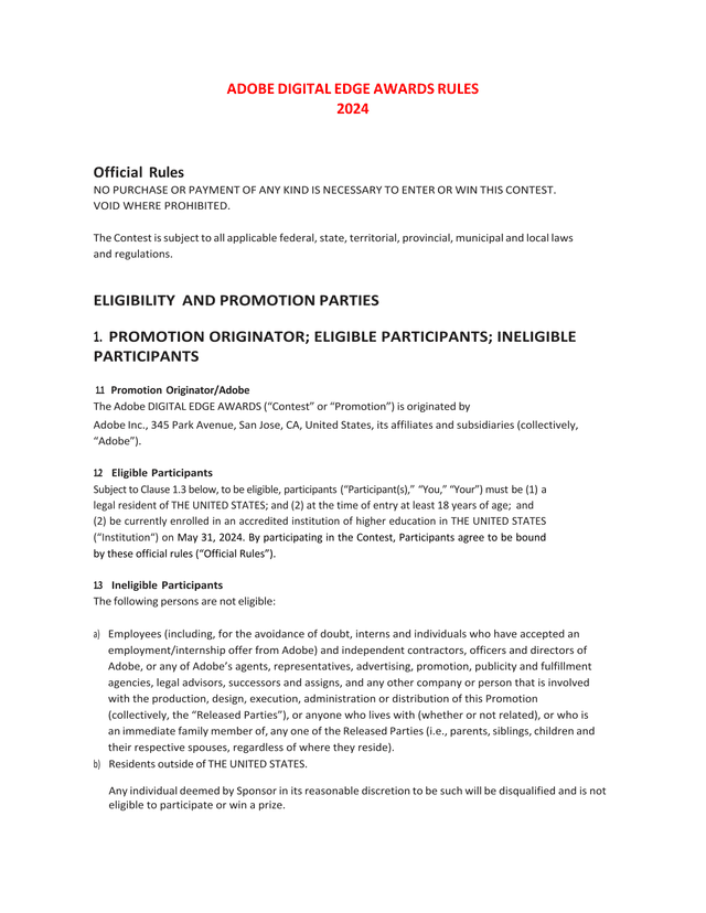 ADOBE DIGITAL EDGE AWARDS RULES 2024 screenshot