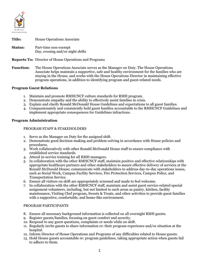 House Operations Associate screenshot
