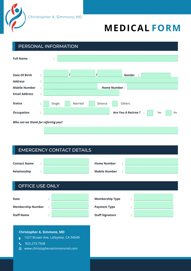 MEDICAL FORM screenshot