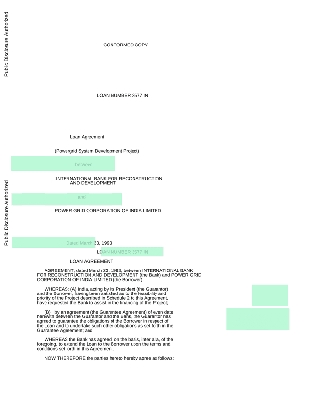 Loan Agreement (Powergrid System Development Project) screenshot