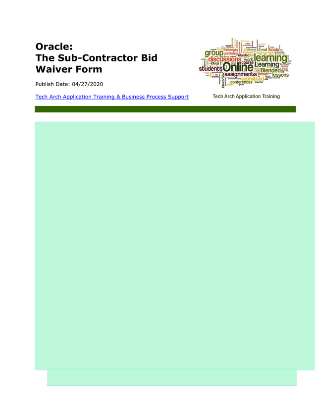 The Sub Contractor Bid Waiver Form screenshot