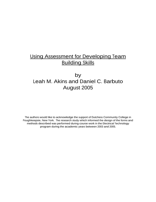 Using Assessment For Developing Team Building Skills screenshot