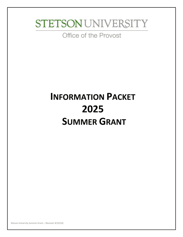 2025 Summer Grant Information Packet screenshot