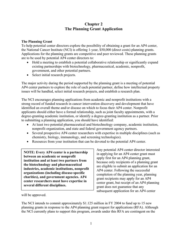 AP4 Planning Grant Application screenshot