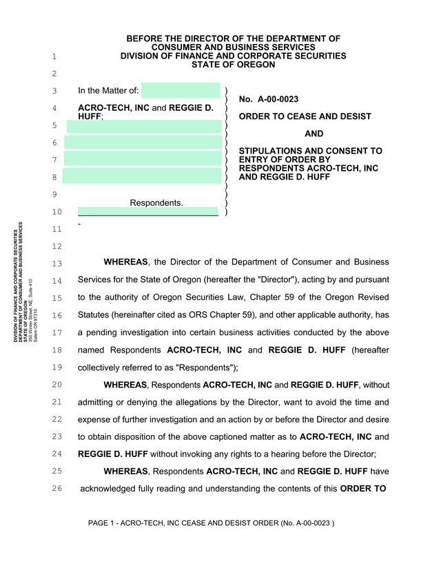 Order To Cease And Desist screenshot